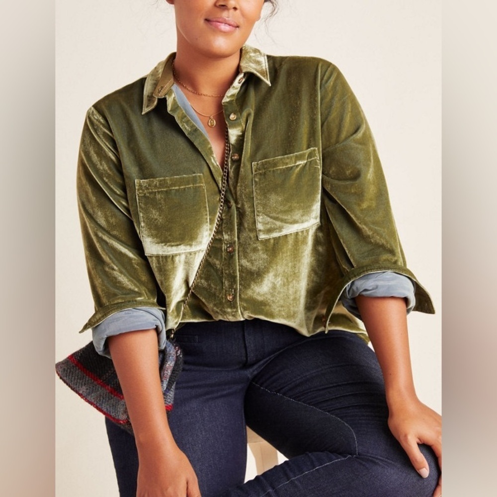 Anthropologie Maeve Karina Velvet Buttondown size 2